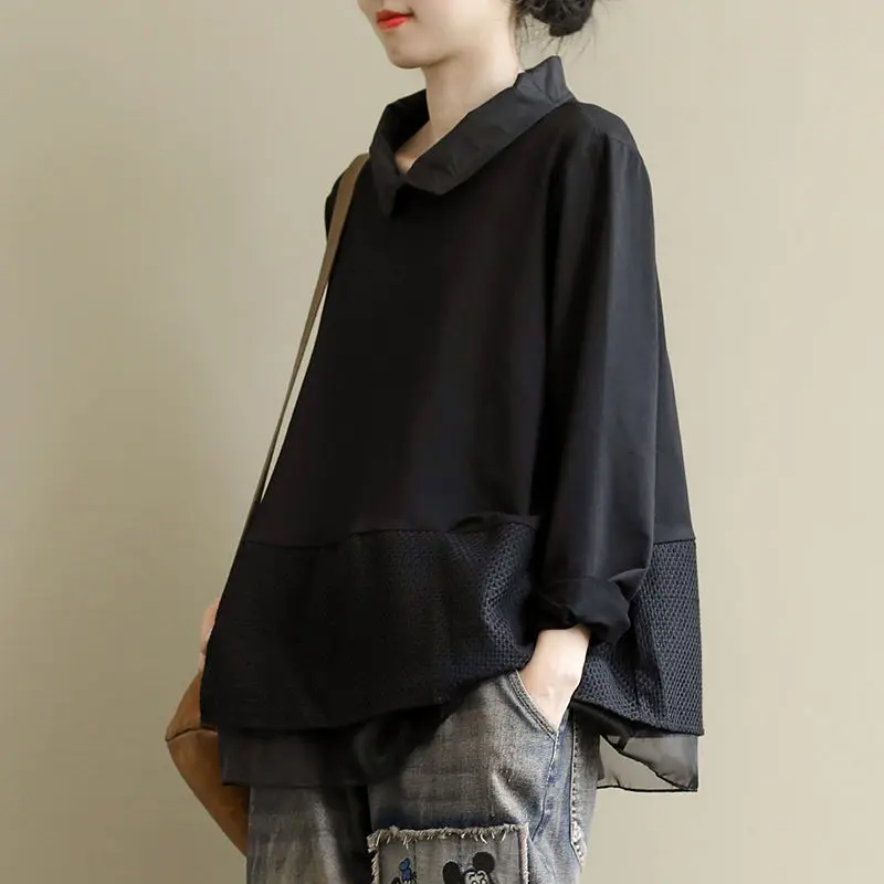 

Свободный длинный све женский свитер irt, весенний новый повседневный свитшот с кружевом, большой размер, модный хлопок для поездок на работу