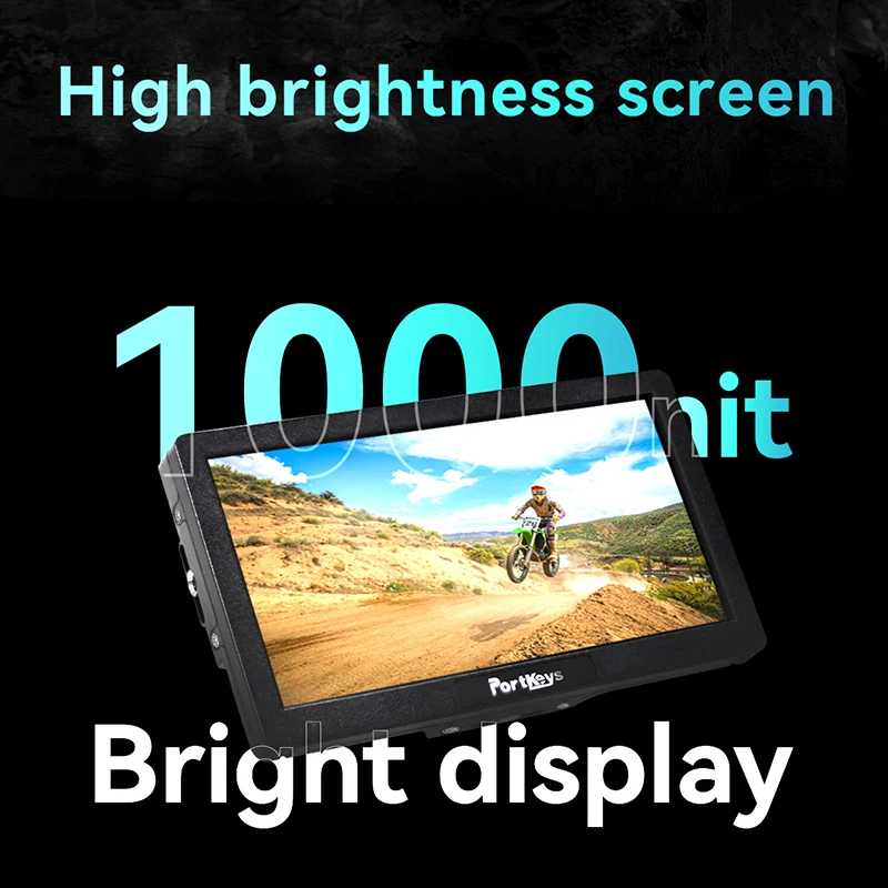 Portkeys HD7H 7inch 1000nits Brightness Monitor 1280X720 4K30p HD Input Camera Monitors Ultra Light Large Screen with 1/4 Screw