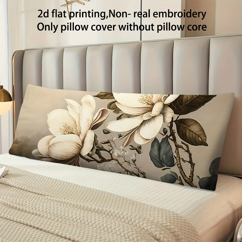 1pc Printed Ultra-Soft Long Pillowcase with Floral Blooming Pattern, Ideal for Spring/Summer Decor on Bed Or Sofa, with Hidden Z