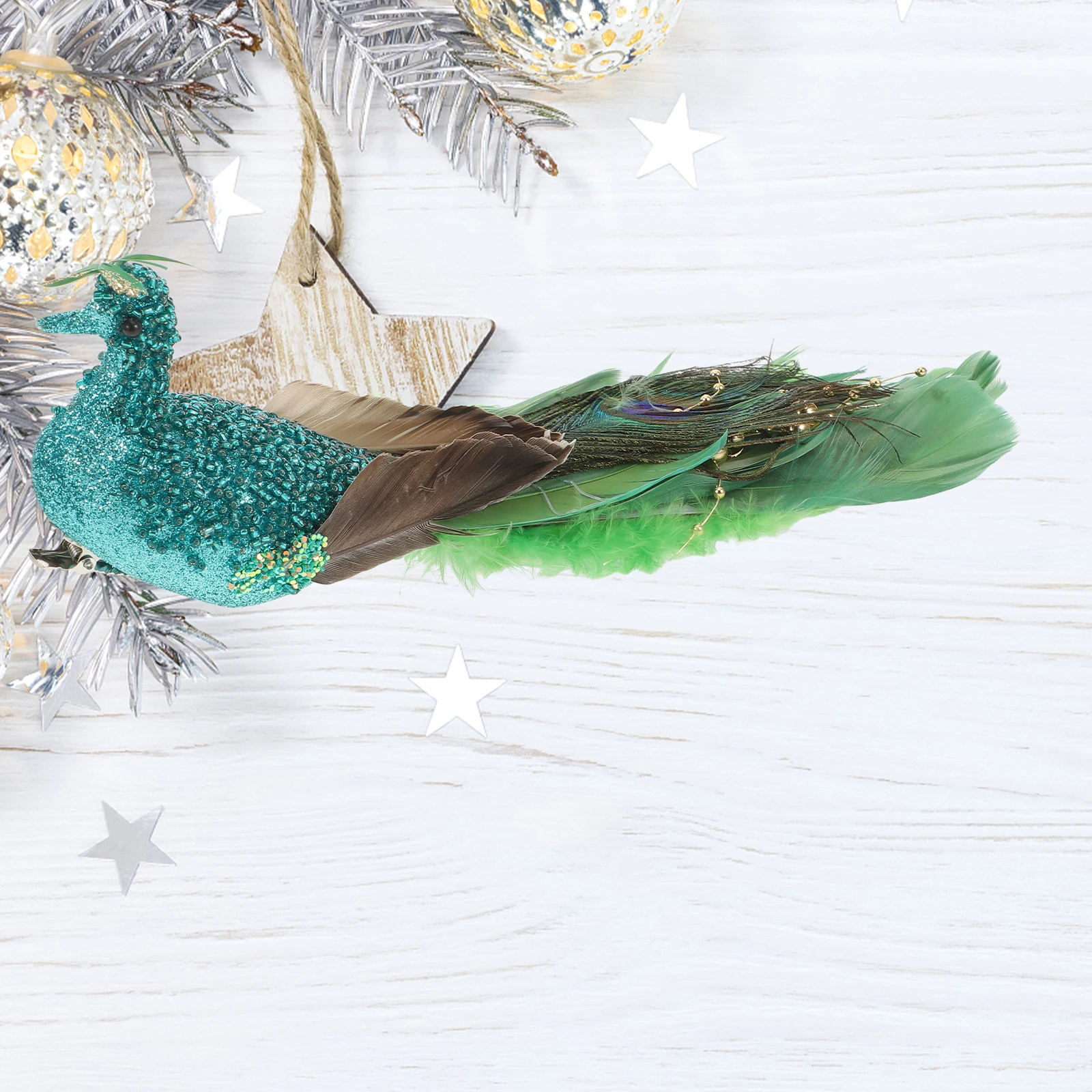 

Christmas Peacock Decoration Artificial Bird Decorations Tree Birds Alloy Peacocks