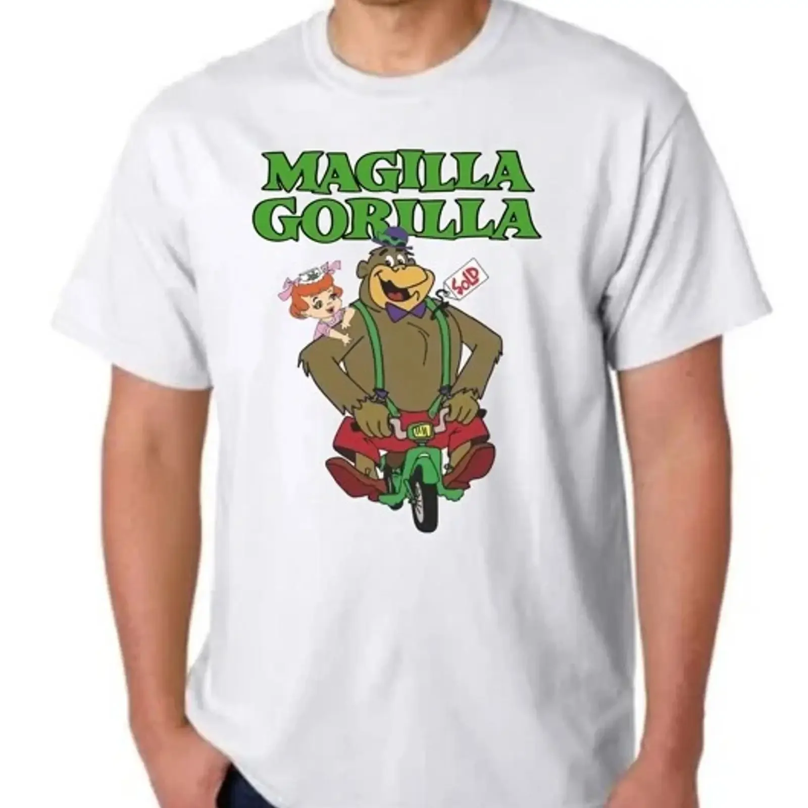Camiseta MAGILLA GORILLA y OGEE REITEN, Camiseta de Dibujos Animados de la Serie de TV HANNA BARBERA, Estilo Vintage, Lavada, Transpirable, Versátil, Unisex