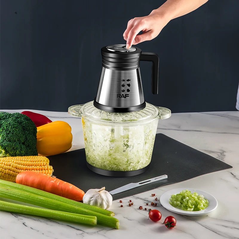 EXSAMO 800W Electric Food Processor Chopper Two Speeds 3L Glass Bowl Blender Meat Grinder For Babyfood Vegetables Onion Garlic