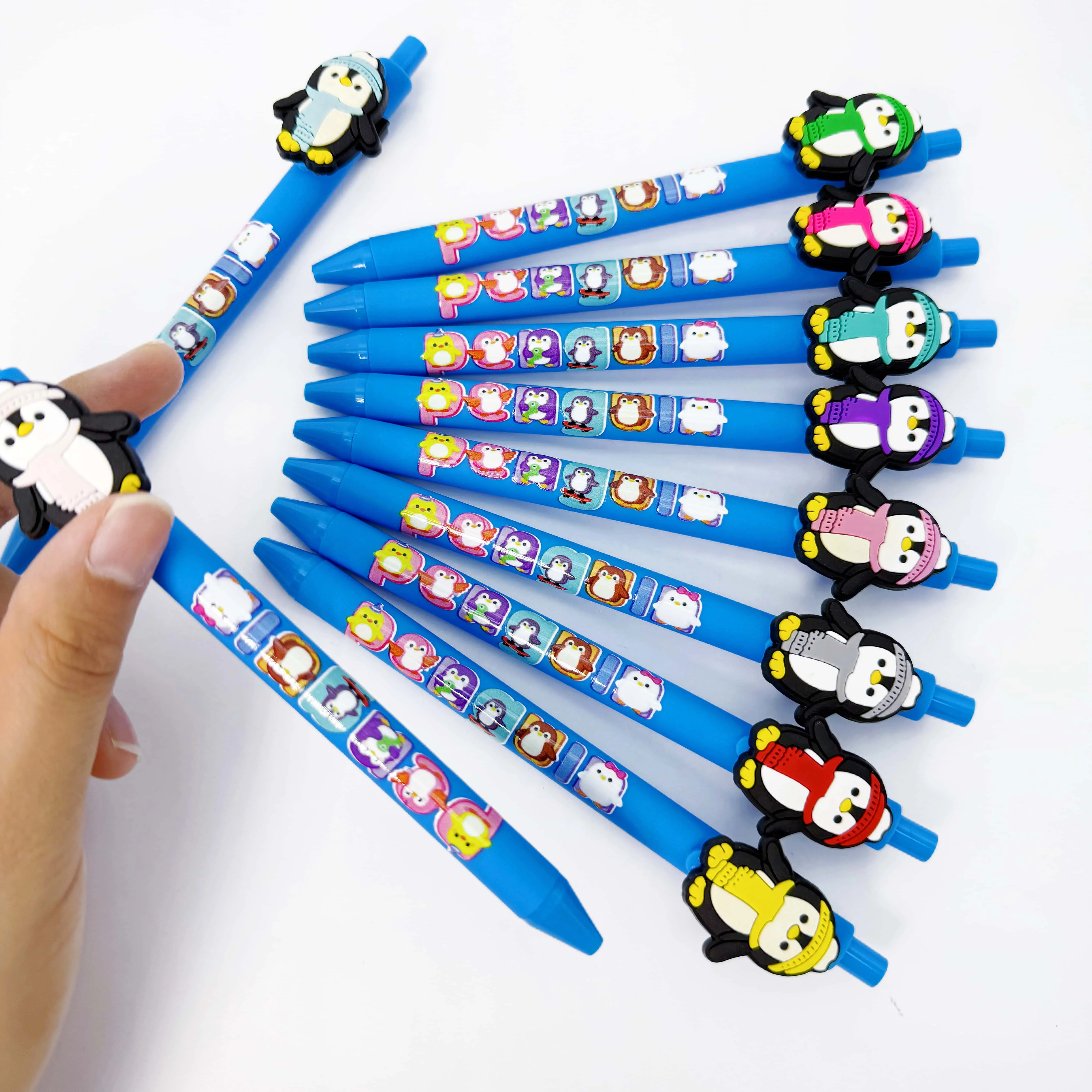 12 قطعة/24 قطعة الملونة البطريق موضوع الصحافة القلم البطريق نمط الصحافة القلم الحيوان متحمس هدية القلم