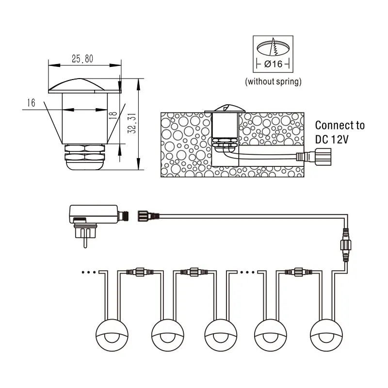 Design moderno LED Floor Lamp, Luzes LED Deck, SMD2835, DC12V, 0.6W, PC e Certificação de Alumínio, CE, ROHS, U101-10, 1Pc Set