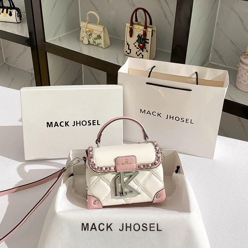 

Genuine leather two-tone handbag crossbody makeup bag