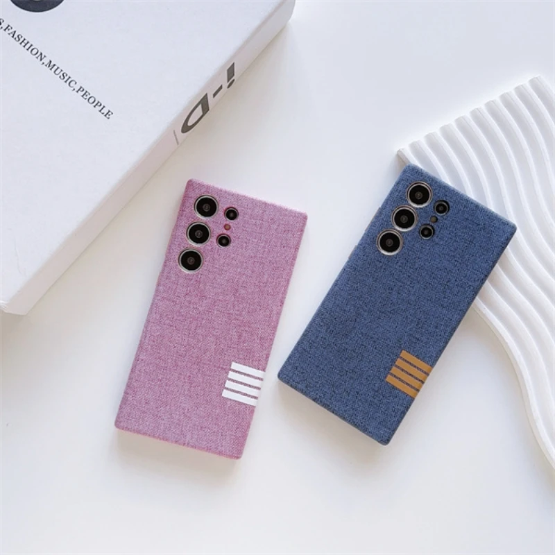 Made of luxury linen, suitable for Samsung Galaxy S24 Ultra S24+ S23 Ultra, solid color and simple magnetic MagSafe phone case