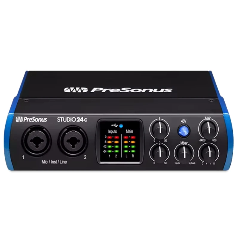 PreSonus Studio 24C USB-C™ audio interface ultra-high-def sound card With 2 mircophone preamps for home recording studios