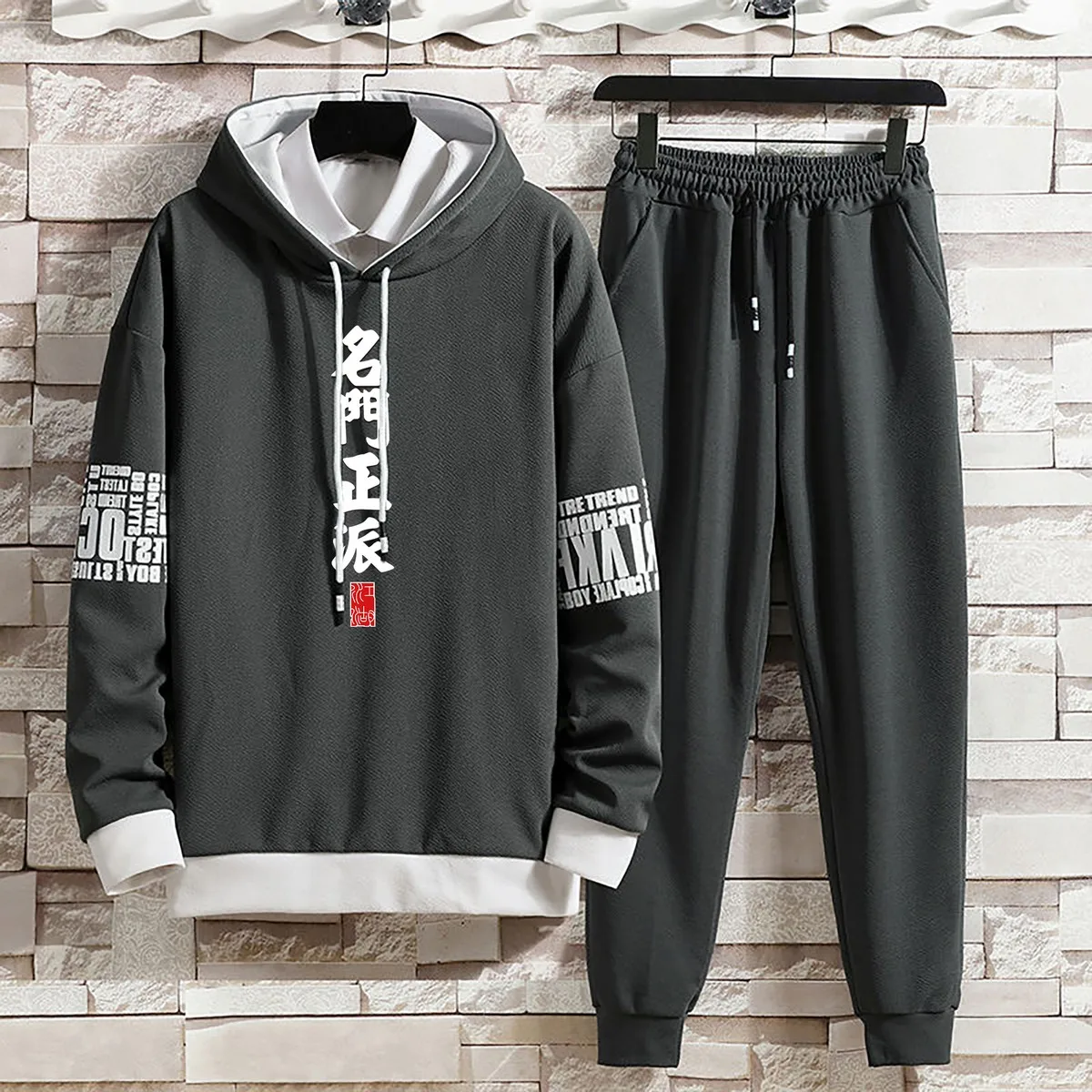 Hoodies Set Pants Pullover Clothing for Men Casual Summer Autumn Suits Hat Hood  Print Sweaterhoodie Men New Top Long Sleeves