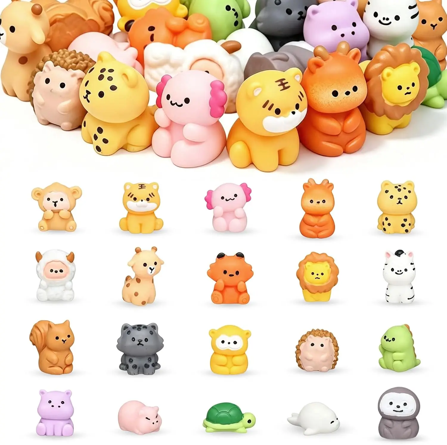 20Pcs Mini Resin Animal Figurines Cute Miniature Figures Fairy Garden Kit Scene Accessories Dollhouse Desk Pets Decor Trinkets