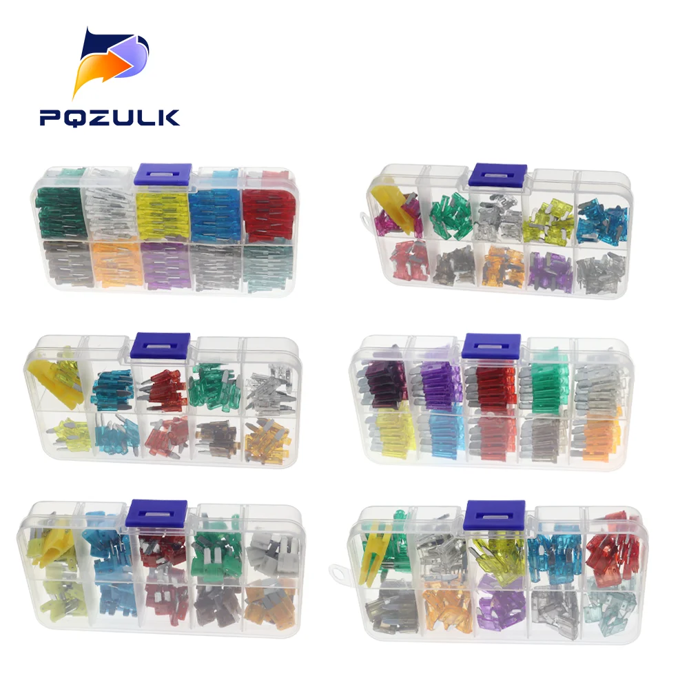 Profile Medium Mini Micro2 Size Blade Type Car Fuse Assortment 5/7.5/10/15/20/25/30/35A Fuse Set Auto Car Truck with Box Clip