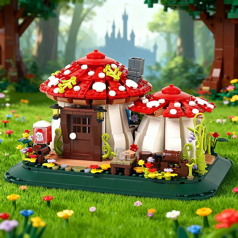 

Креативные сказочные грибные домики, строительные блоки, деревня, архитектура, микро-мини, сборка кирпичей, история, игрушка, рождественский подарок для девочки