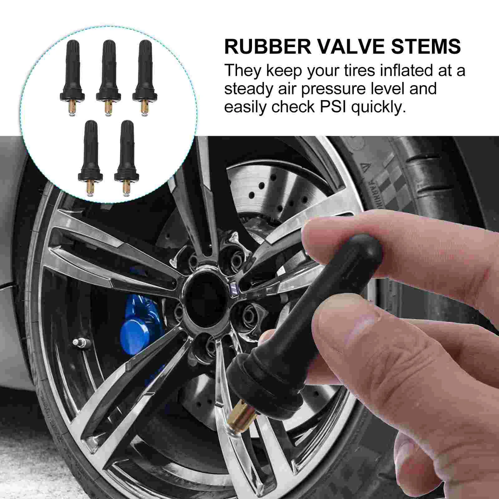 5 Pcs Valve Tire Pressure Sensor Stems Car Supplies TPMS Replacement Rubber Tubeless for Vehicle Tires Cars