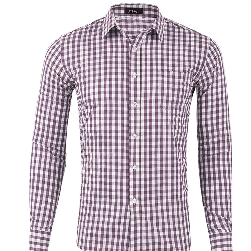 Checkered Shirts For Men Spring Long Sleeved Leisure Slim Fit Plaid Men Shirt Soft Cotton Business Shirts Male Tops MY810