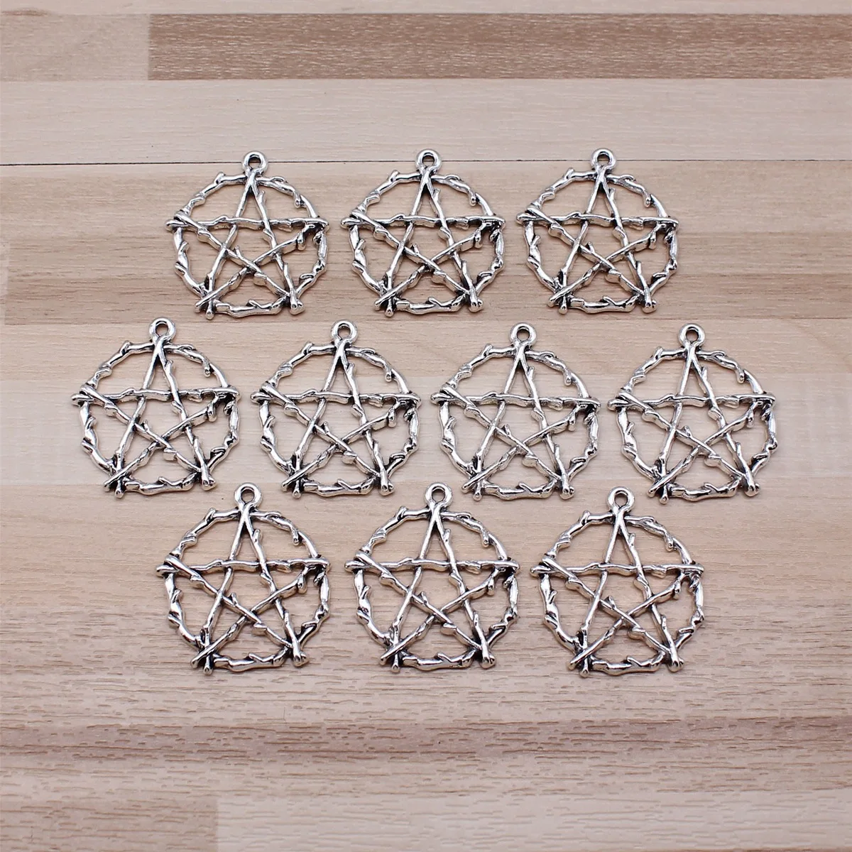 IFOCUS 10pcs/Lot Pentagram Charms For DIY Jewelry Making Zinc Alloy 28x26mm/1.1x1.02inch