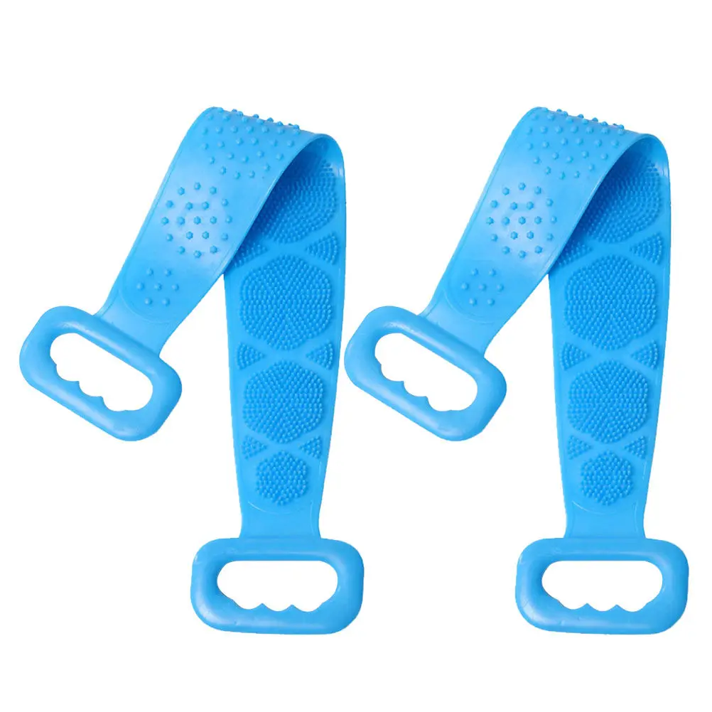 

2 шт. 60 см синие силиконовые мочалки-полотенца с длинными ремешками для глубокой очистки пор, массажа спины, шеи и плеч во время душа