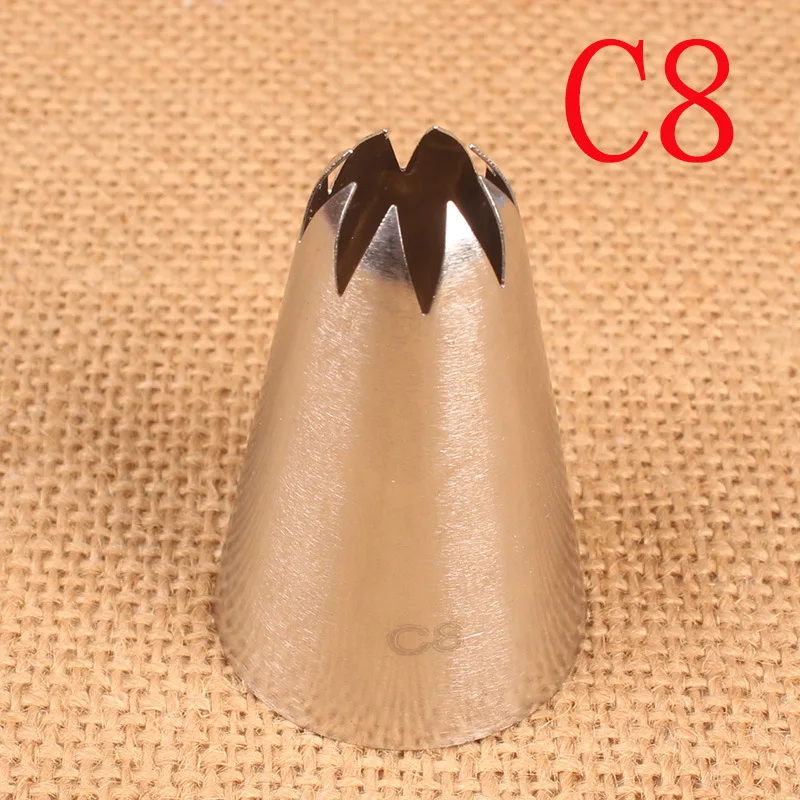 

New C8# 8 Teeth Cookies Cream Decorating Mouth 304 Stainless Steel Baking DIY Tools plus-Size