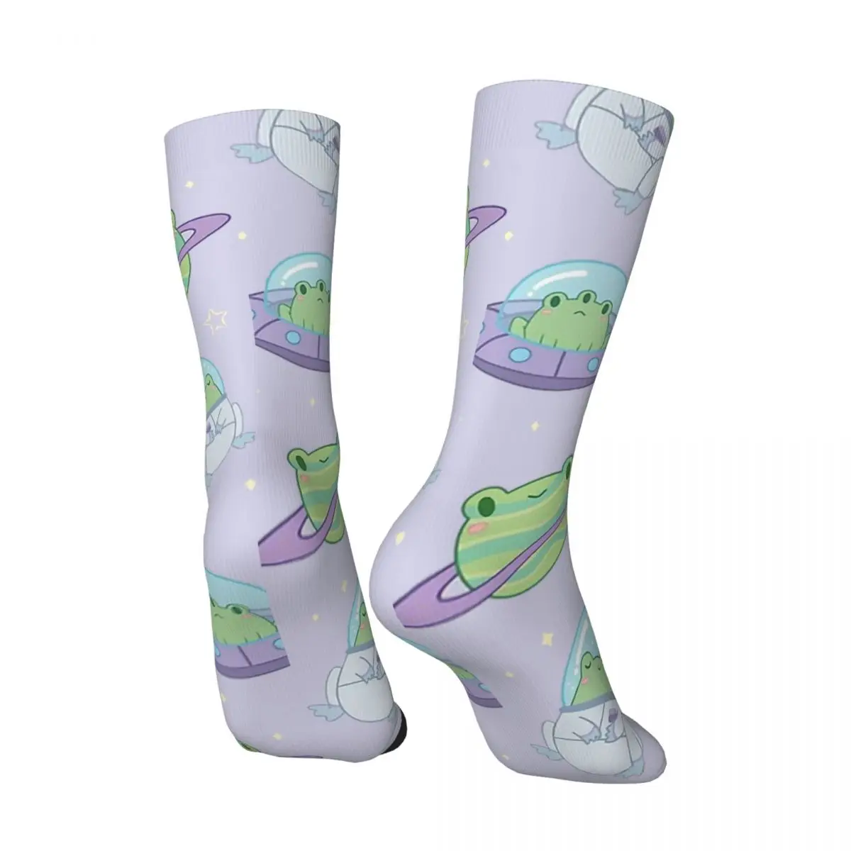 Happy Funny Men's Compression Socks Cute Cosmic Frogs Retro Harajuku Alien Planet Street Style Novelty Casual Crew Crazy Sock