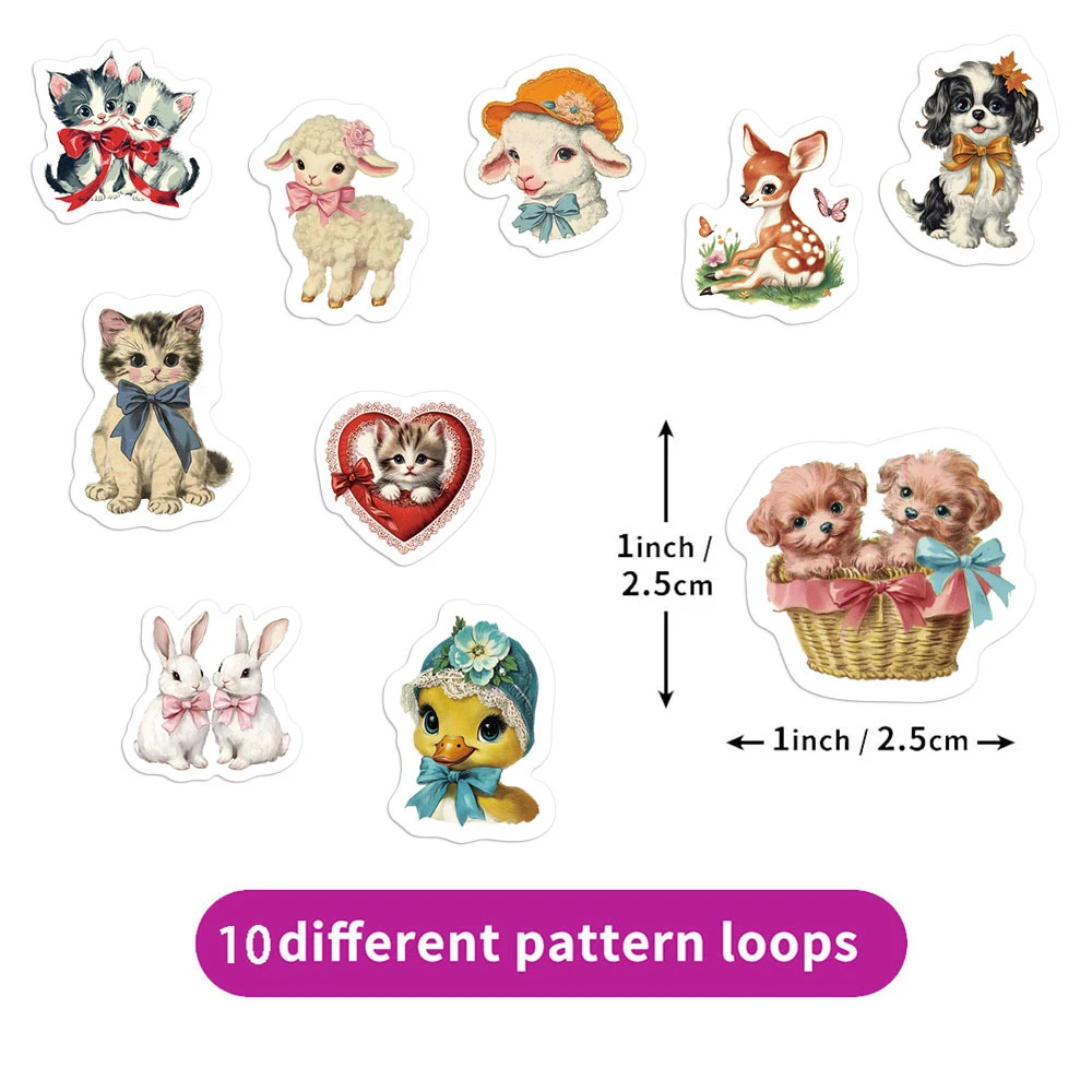

500pcs/roll Cute Cartoon Retro Animals Stickers Reward Sticker Gift DIY Suitcase Phone Guitar Kawaii Graffiti Decals Decoration