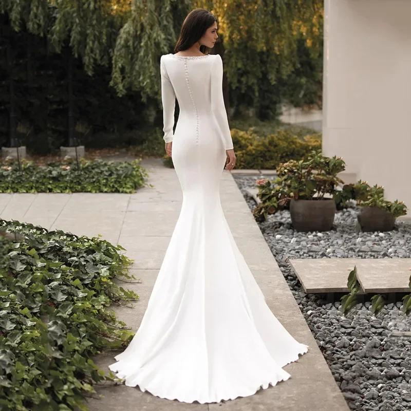 Travel Photography Satin Fishtail Main Wedding Dress Bride Elegant Small Trailing Wedding Dress