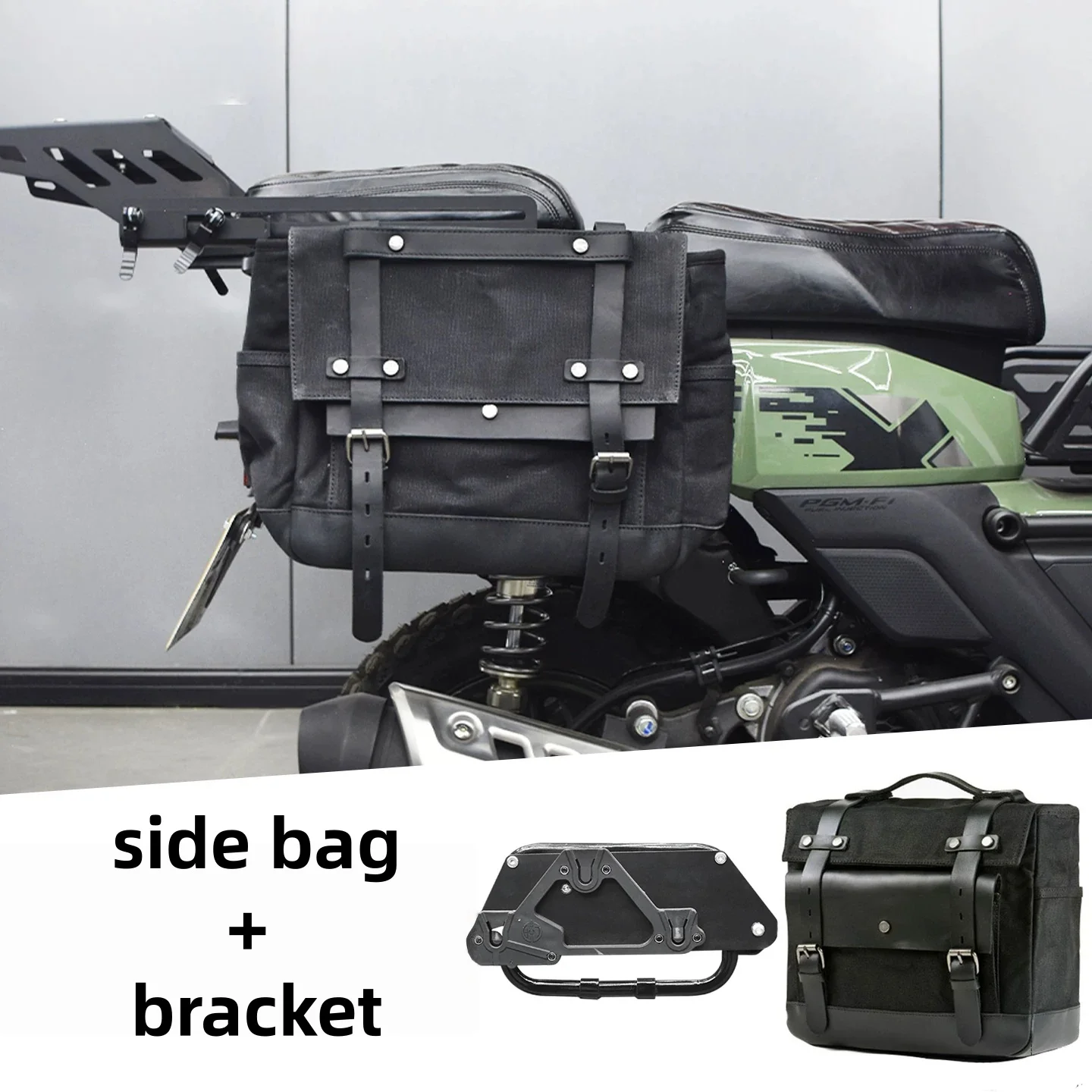 For  Square X125, canvas side saddle bag, right side quick mount bracket, side panel support accessories