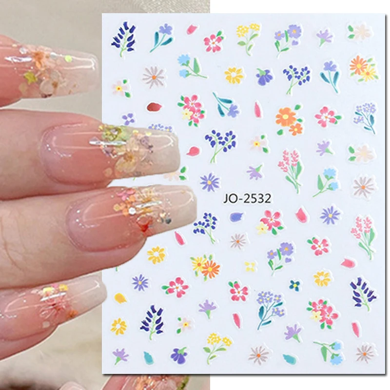 

3d Nail Art Sliders Stickers Spring Candy Color Small Flowers Leaves Decals For Nails Manicures Tips Decorations