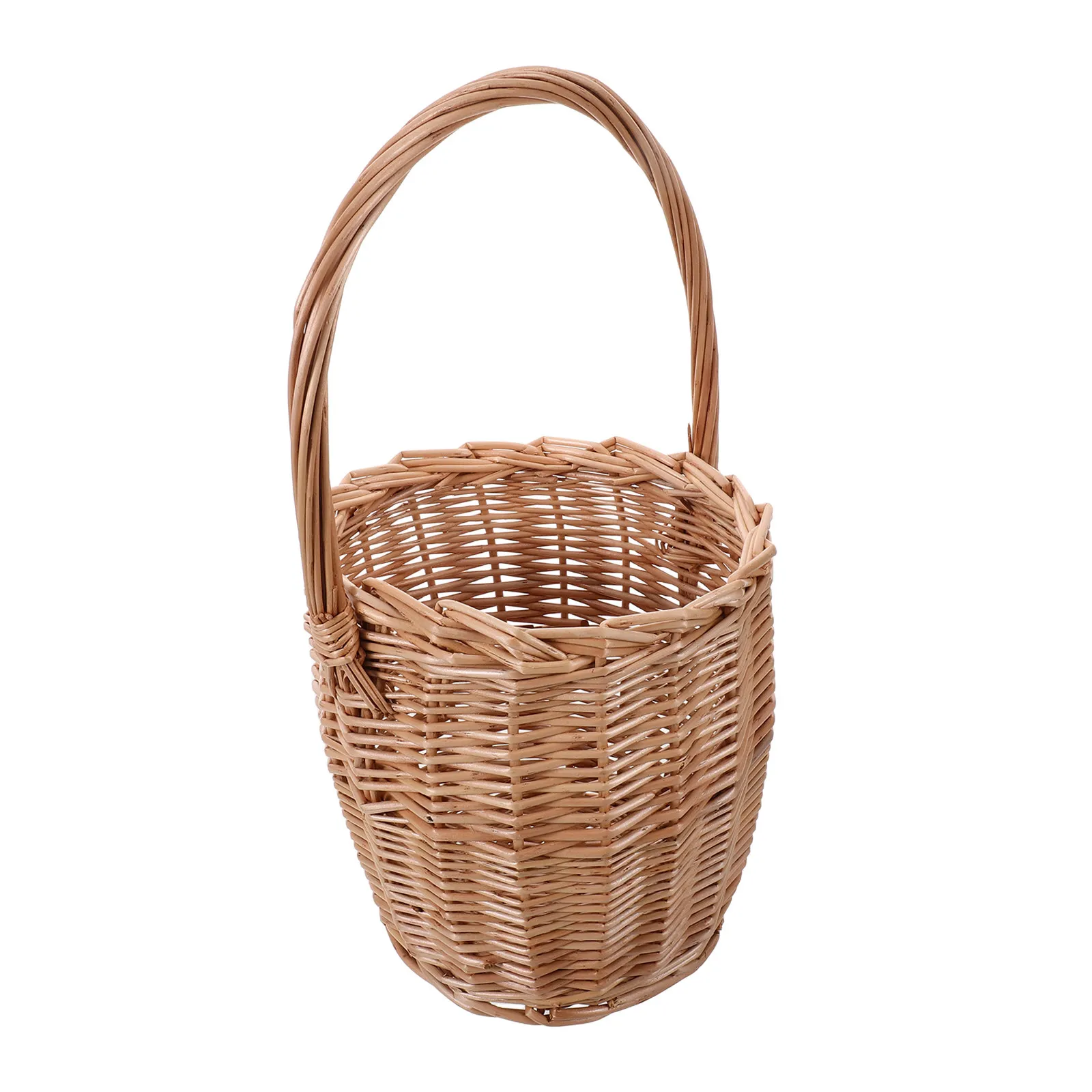 

Woven Flower Basket with Handle Hand-Woven Rattan Rustic Wedding Decorative Basket for Floral Arrangement Picnic Easter Home