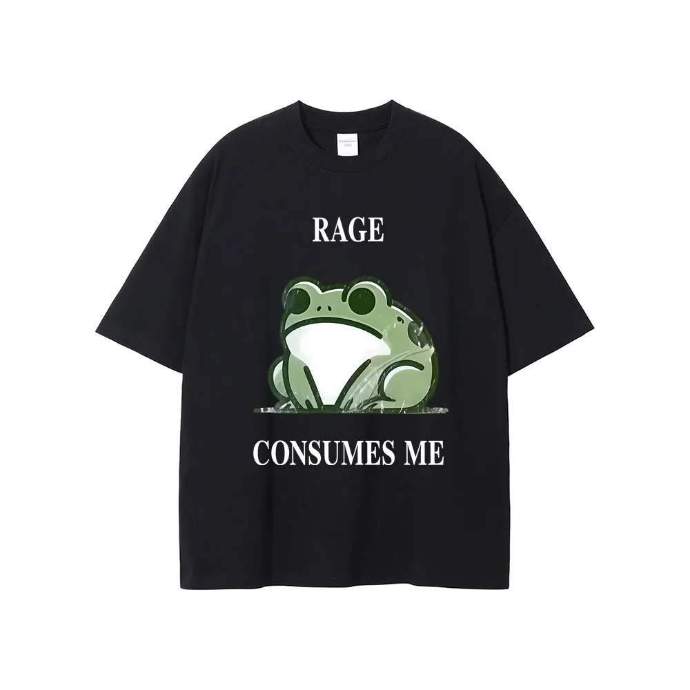 

Rage Consumes Me Frog Funny Meme T-shirt Men Women Nature Lover Silly Frogs Retro T Shirts Male Casual Soft Cotton Tshirt Tops