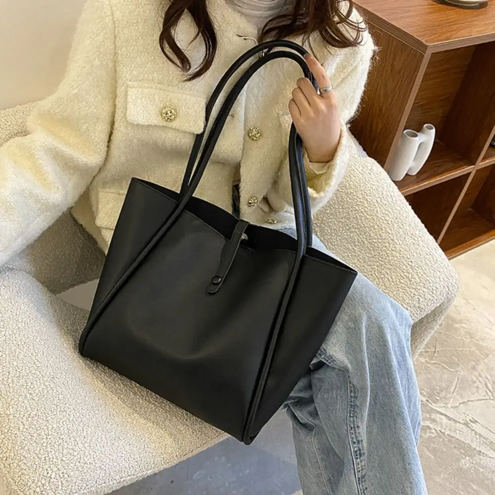 

Ins большая вместительная сумка на плечо из искусственной кожи, сумка во французском стиле, сумка в стиле ретро, сумка подмышки, простой повседневный новый дизайн, женская большая сумка