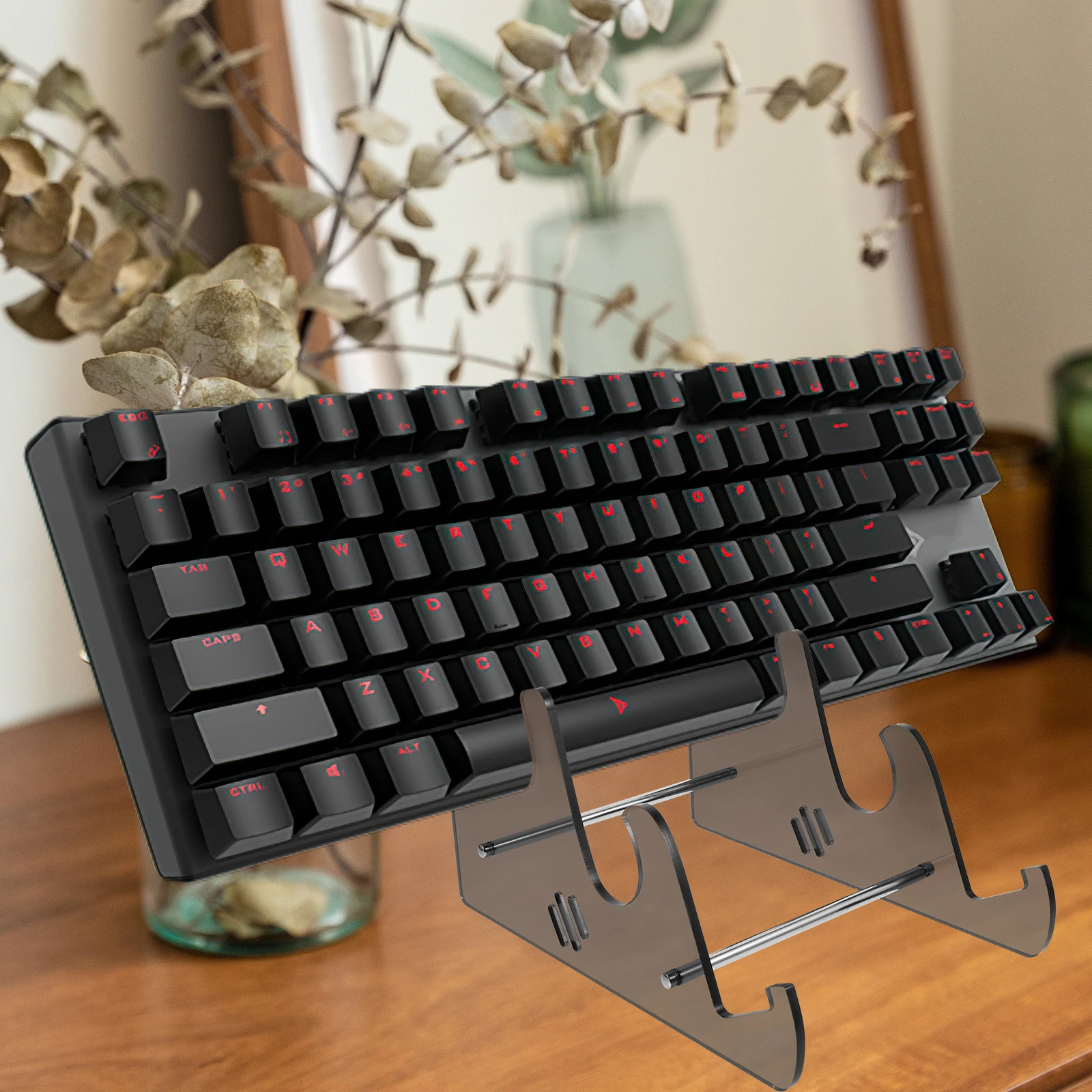 3 طبقات حامل لوحة المفاتيح حامل أكريليك شفاف للمكتب لوحة المفاتيح الميكانيكية تخزين عرض موقف مكتب عمل منظم #2