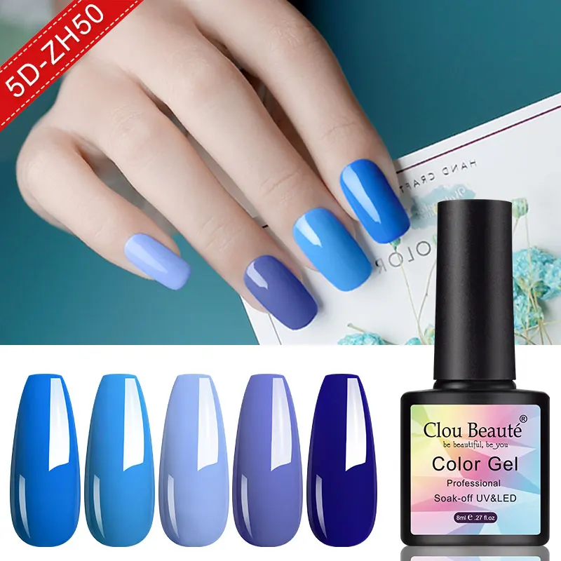 Clou Beaute Glitter Cor Nail Polish Set, Vernizes LED UV, Moda Nude Soak Off Laca, Semi Permanente, DIY Nail Art, 8ml