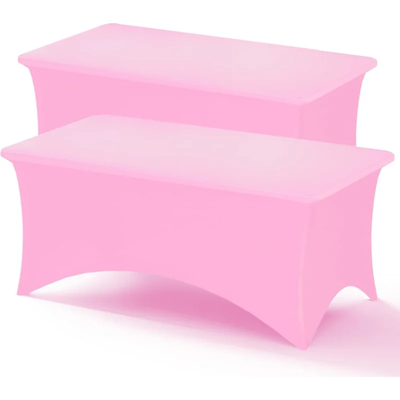 6FT Table Cloth Rectangle Table, 2 Tablecloths Rectangular Stretch Spandex Fitted Table Covers 6 Foot Party, Trade