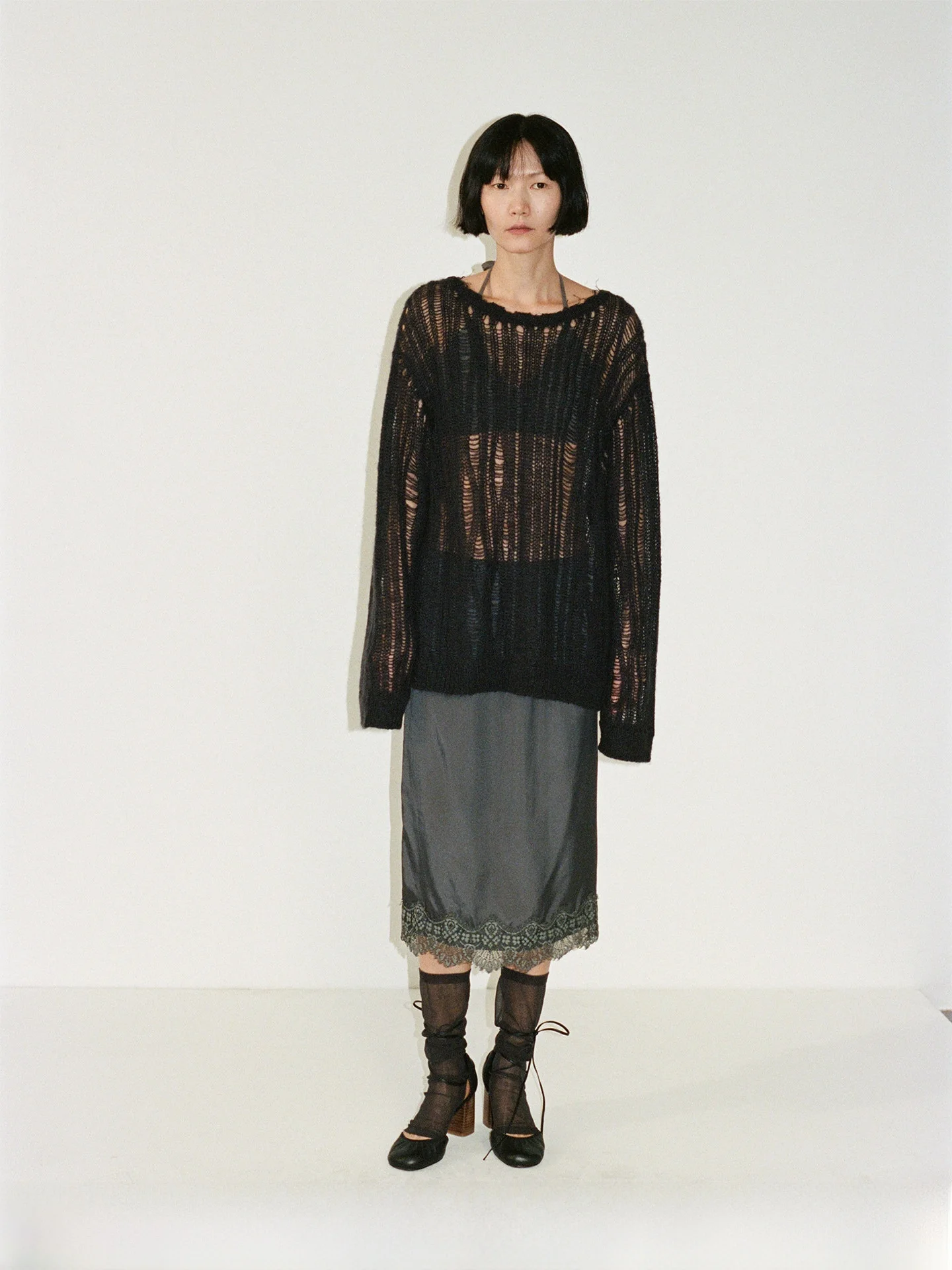 

Spring New Soft Blend Hollow Design One-oulder Woolen Sweater Women's Loose Fit Knitted Long Sve Casual Top