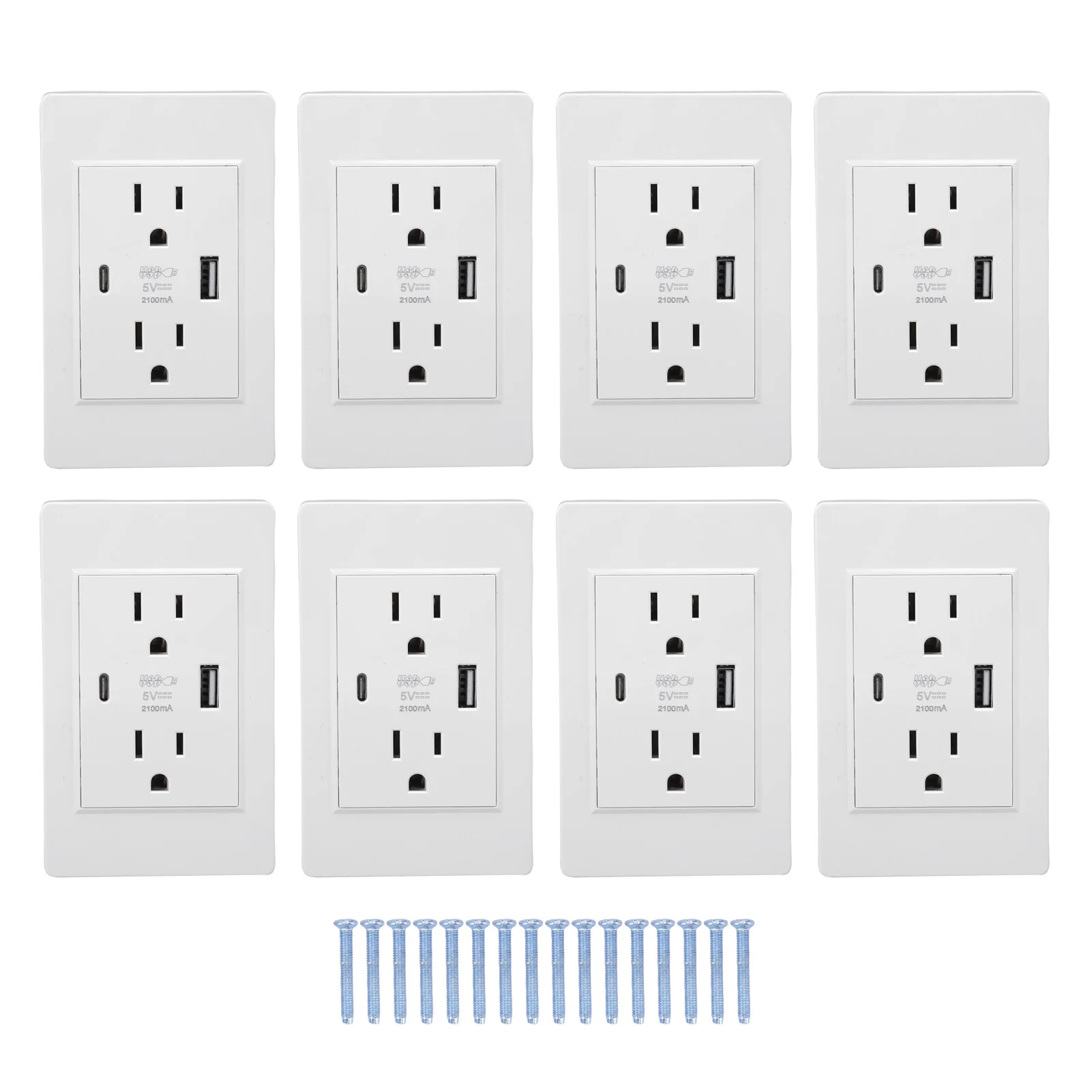 

8PCS USB Outlets 15 Amp Wall Outlets Receptacles with USB Type C Ports Plug Outlets White 118 Type USB Outlets