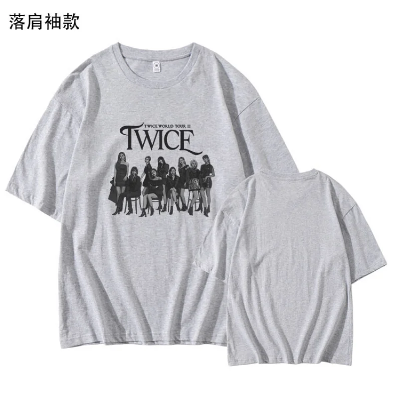 Korean Fashion K POP K-POP TWICE 4TH WORLD TOUR Ⅲ T-shirt Women Men Y2K Streetwear Hip Hop Tee Shirts Kawaii Tops KPOP Clothes