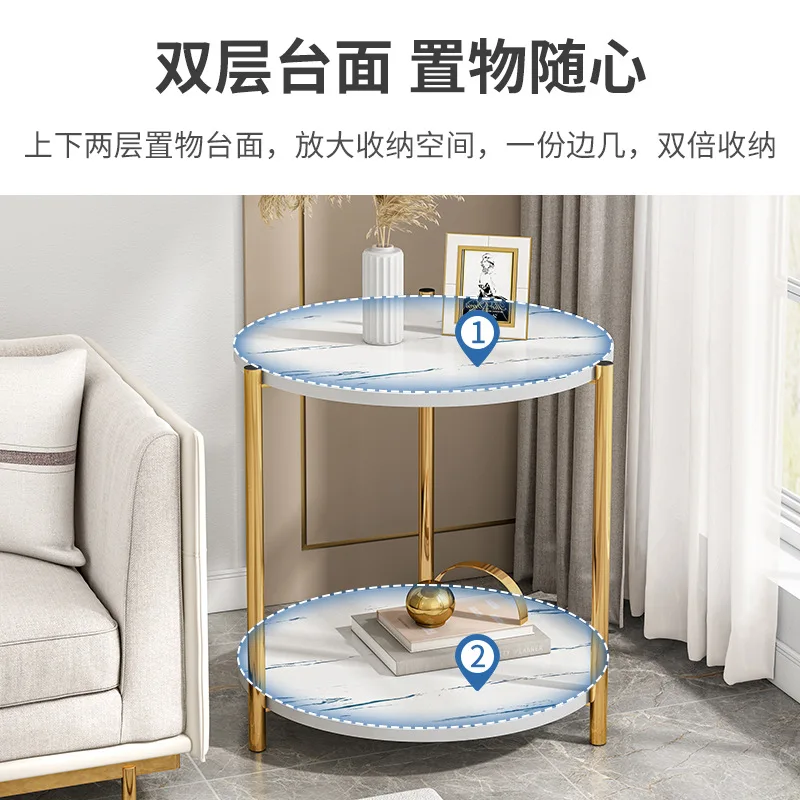 Coffee Table Simple and Economic Household Small Apartment Living Room Table Side A Few Bedroom Double-layer Mini Round Table