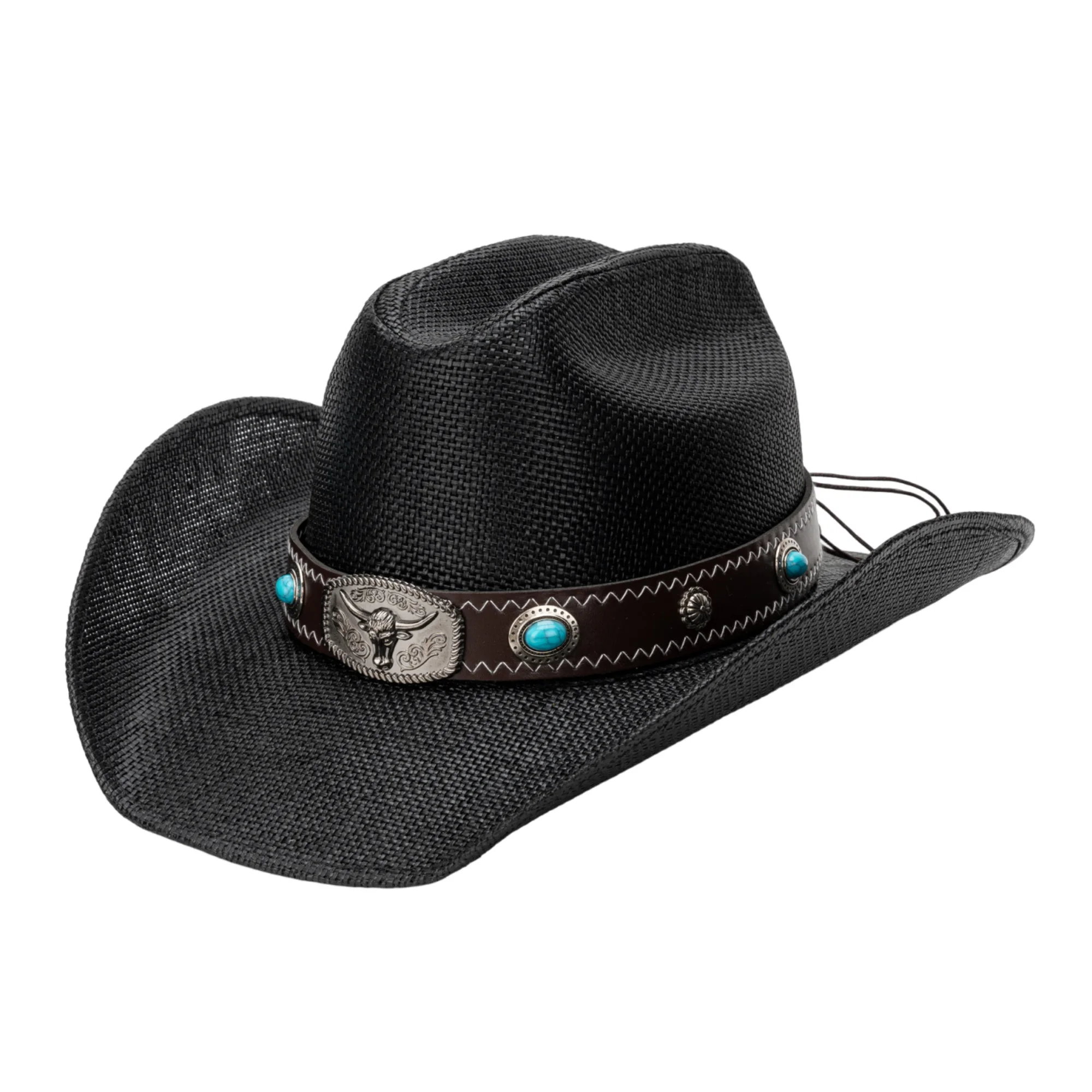 

Соломенная карнавальная ковбойская шляпа для женщин и мужчин с поясом с головой быка и широкими полями, дышащая кепка в стиле вестерн на все сезоны