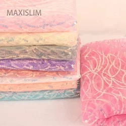 DIY Cute Candy Colored Embroidery Fabric 3MM Mesh Sequin Fabrics For Wedding Dresses Children's Clothing Wide：125CM