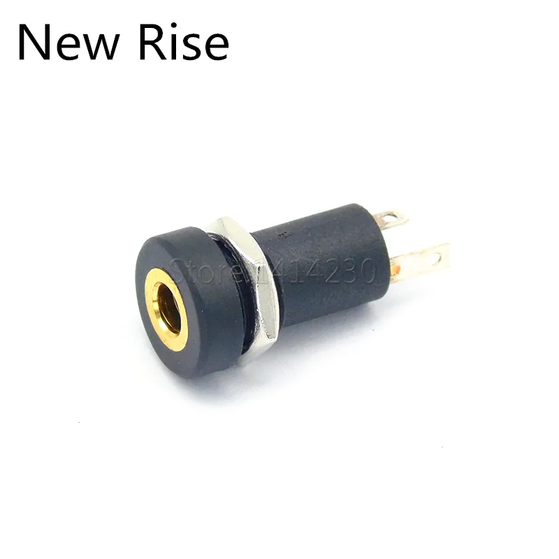 10Pcs 3.5mm Mono Jack Socket Audio 2 Pole Black Panel Mount Gold Plated With Nuts Headphone Socket