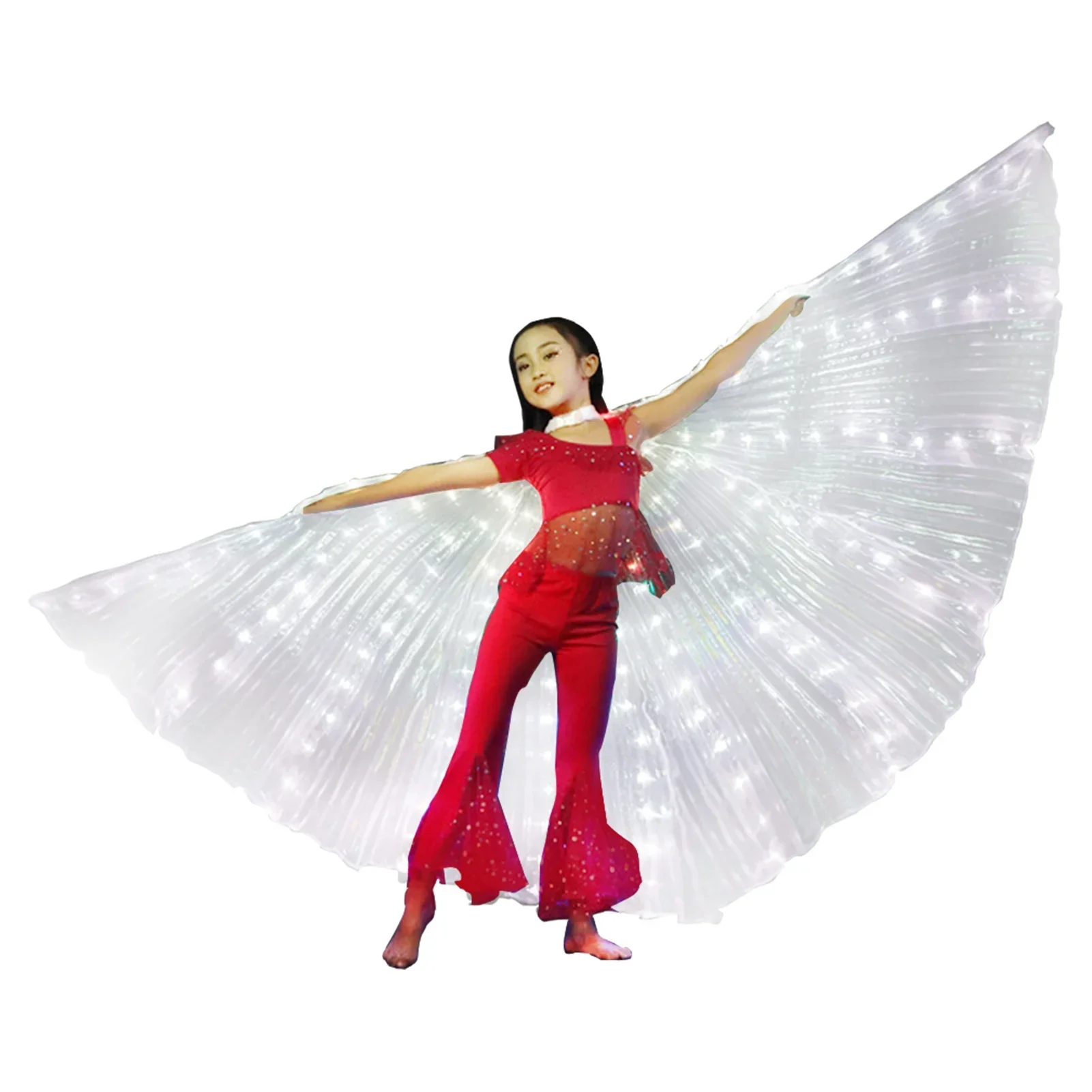 Performance Prop Party Light Up Bar Cloak Type Cosplay With Telescopic Stick Stage Wear Halloween LED Wing For Kids Belly Dance