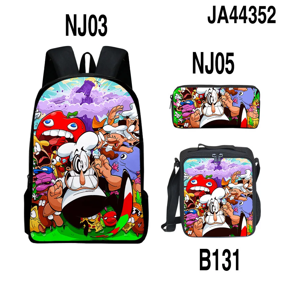 

Creative Popular Funny Pizza Tower Pepperman 3D Print 3pcs/Set pupil School Bags Laptop Daypack Backpack Lunch bag Pencil Case
