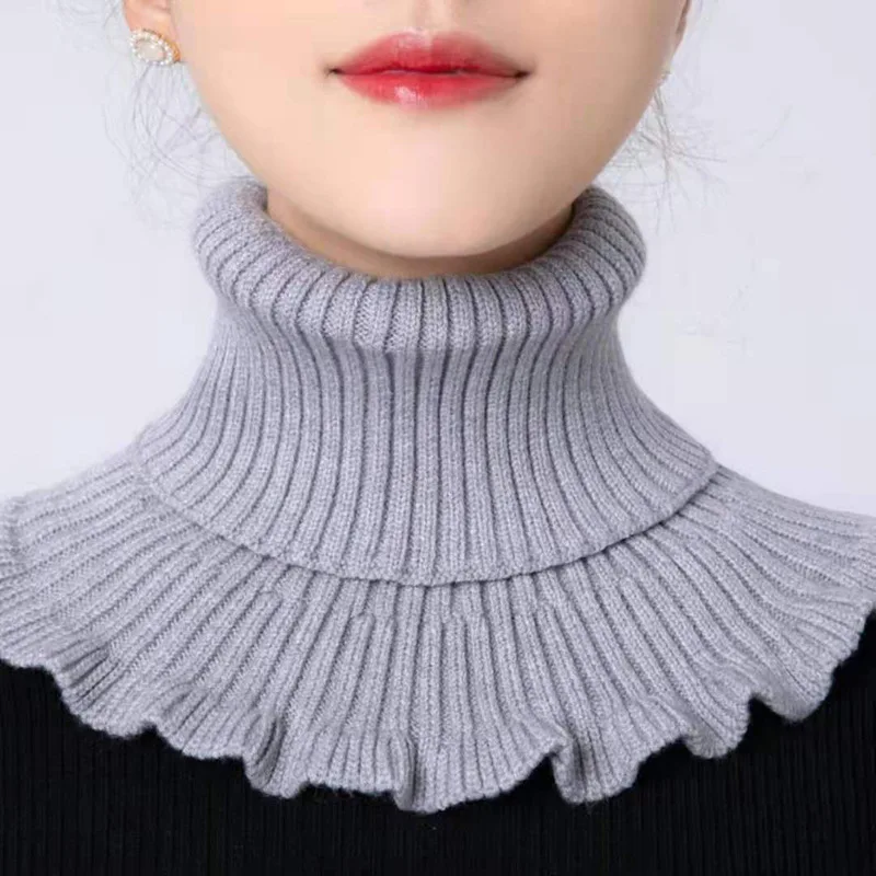 Detachable Cotton Knitted Turtleneck Collar For Women False Collar Fashion Winter Warm Cover Head Neck Guard Collar