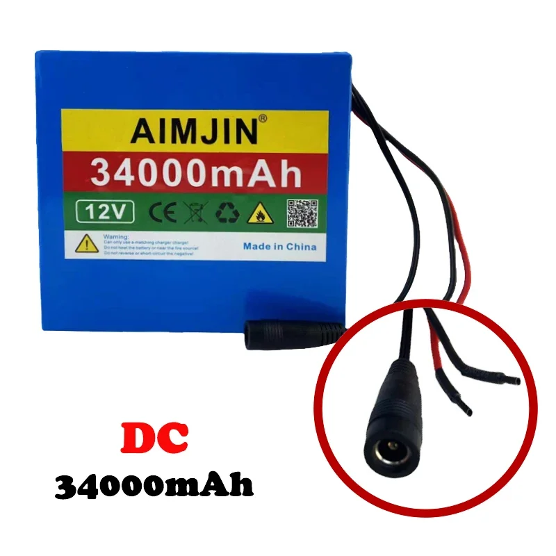 

12V 34Ah 3S12P 11.1V 12.6V High-power Lithium Battery Pack for Inverter Xenon Lamp Solar Street Light Sightseeing Car