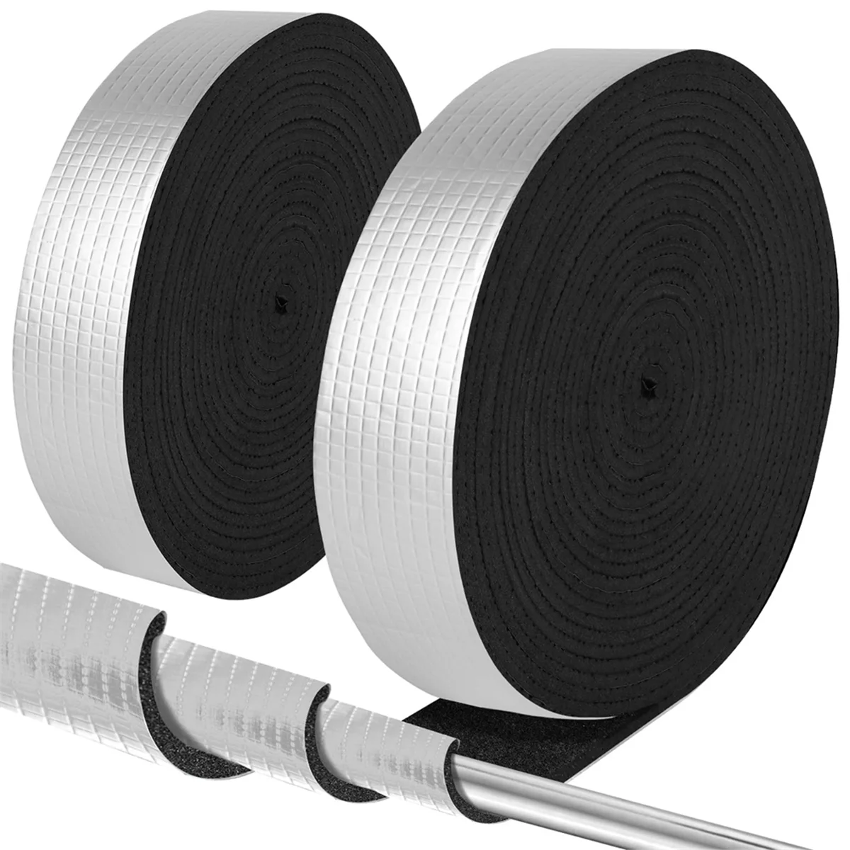 A93Z Pipe Insulation Wrap 2Inch Wide X 32.8 Ft Outdoor Foam and Foil Pipe Wrap Insulation Tape Self Adhesive (2 Roll)