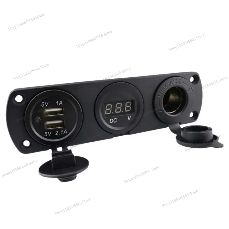 For 3-hole car boat yacht digital voltmeter 3.1A dual USB car charging power socket
