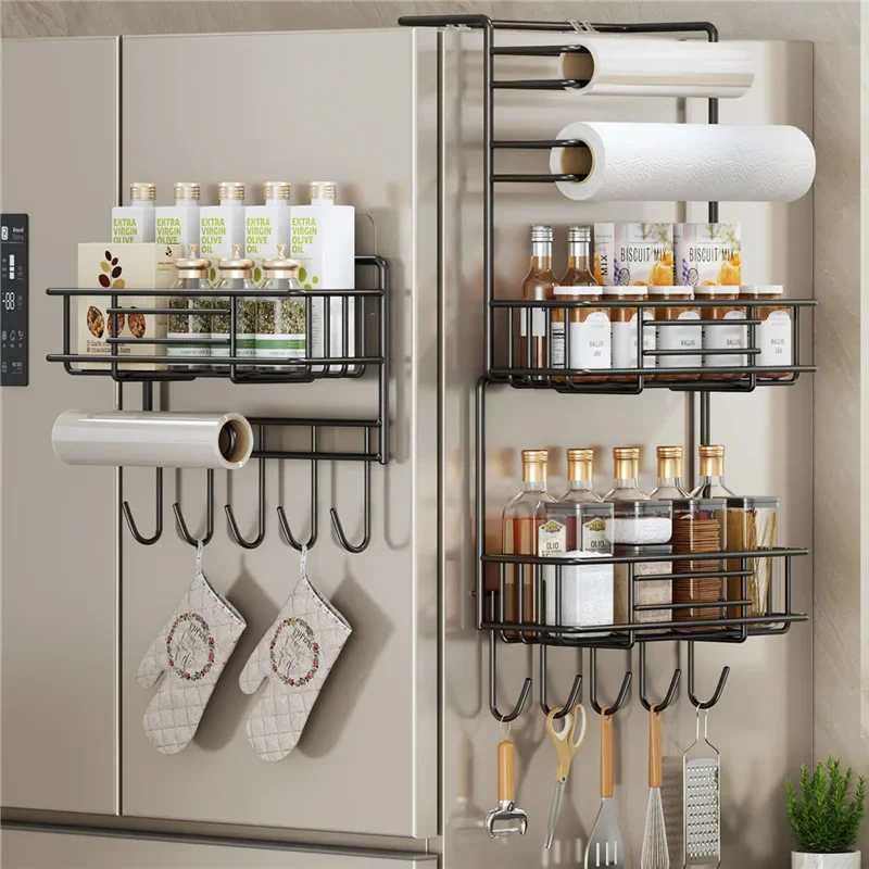 Kitchen Refrigerator Side Shelf Space Saving Spice Storage Rack Kitchen Fridge Shelf Rack Refrigerator Kitchen Organizer Shelf