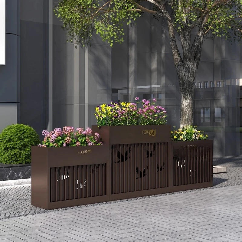 

Stainless steel flower trough milk tea shop wrought iron partition flower bed planting box