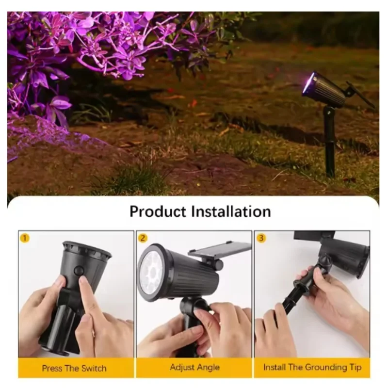 9LED الأضواء الشمسية في الهواء الطلق IP65 سطوع مقاوم للماء قابل للتعديل بقعة ضوء حديقة الفناء الخلفي درب فناء مصباح ديكور #3