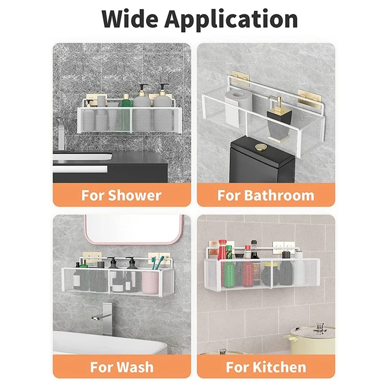 منظم رف دش مثبت على الحائط ، سلة مقاومة للصدأ ، رف تخزين للحمام ، عبوتين