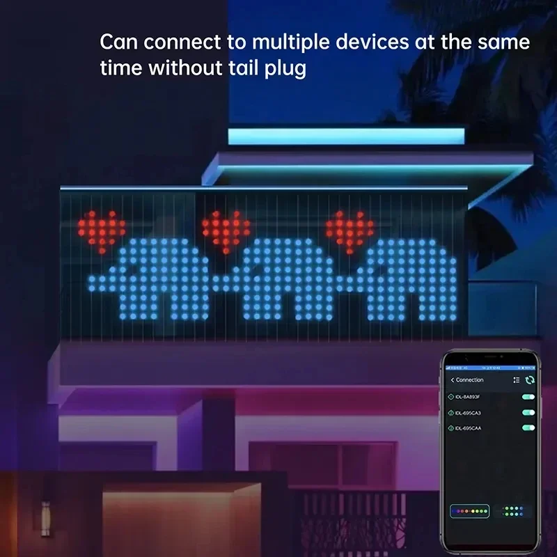 Imagem -04 - Rgb Conduziu a Corda Clara com Controle do Bluetooth Cortina Esperta Faça Você Mesmo Imagem Texto Exposição App