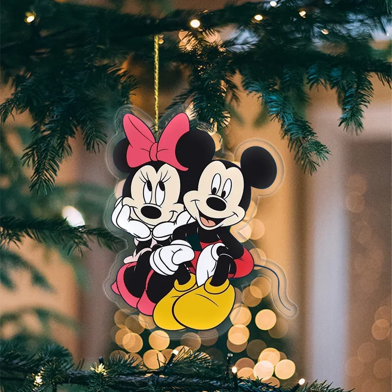 8cm Disney Christmas Tree Pendant Series Christmas Pendant Mickey Mouse Minnie Anniversary Peripheral Decoration Holiday Gifts